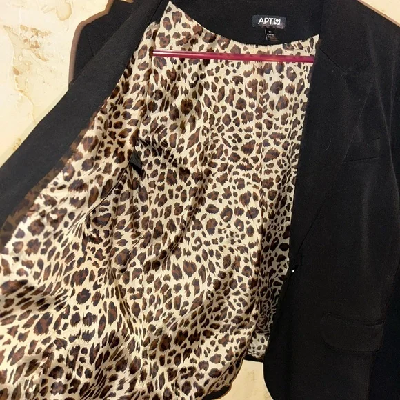 APT. 9 Black Blazer Size 10 | Structured  Cheetah Lining | Business Evening Wear - Picture 2 of 5